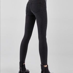 Bershka Low Rise dark grey jeans.